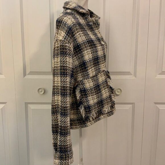 Blank NYC Once in a Lifetime Tweed Cropped Shaket Jacket Medium - Picture 8 of 13
